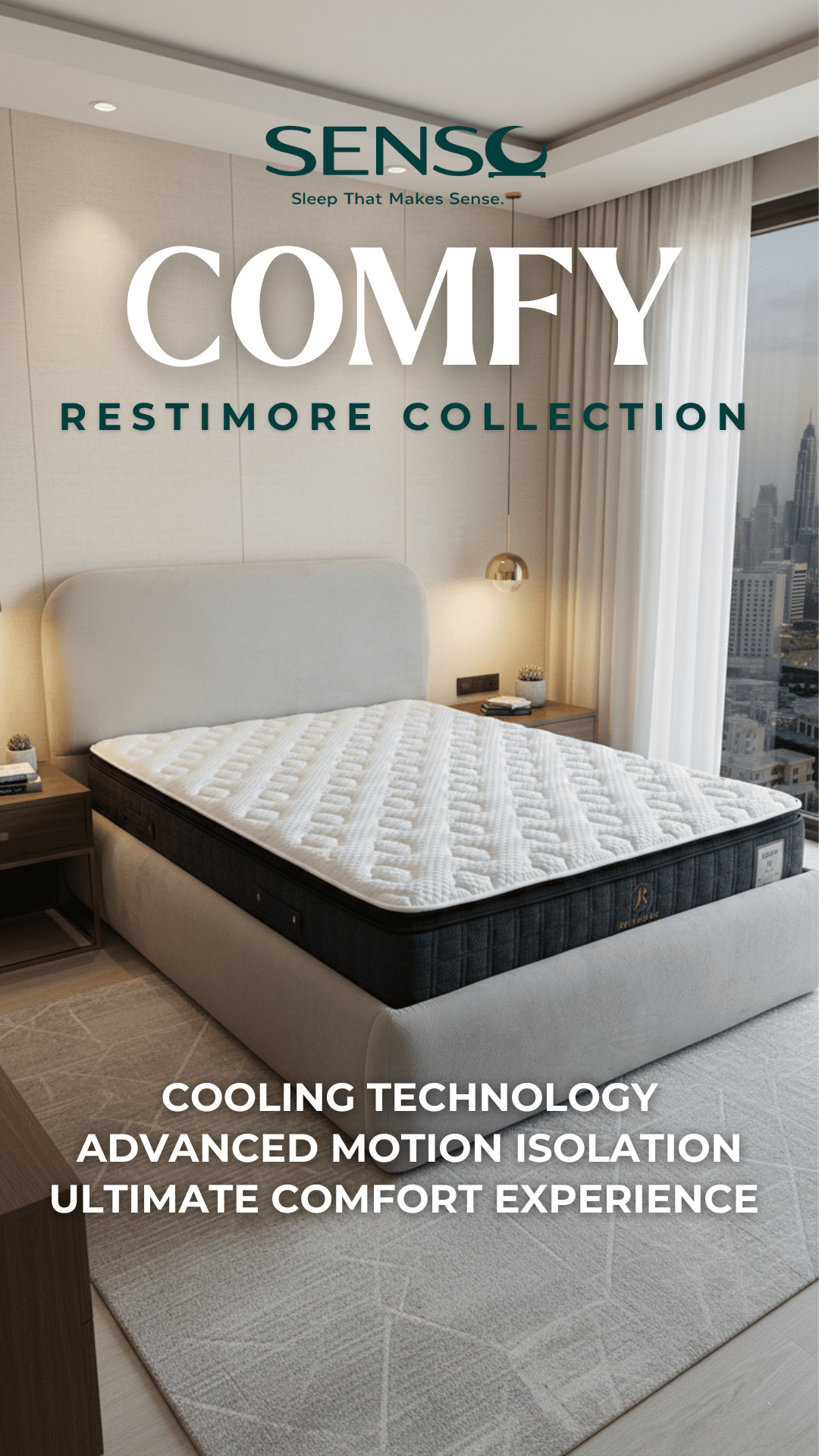 Comfy Mattress – Cooling Medium Soft Bonnell Spring Mattress in Dubai | Motion Control & Back Support | 32cm Restimore Collection