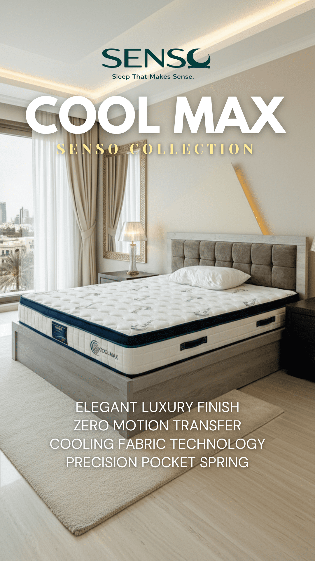 Cool Max Mattress – Luxury Cooling Pocket Spring Mattress in Dubai | Zero Motion & Euro Top | 5-Year Warranty | Senso Collection